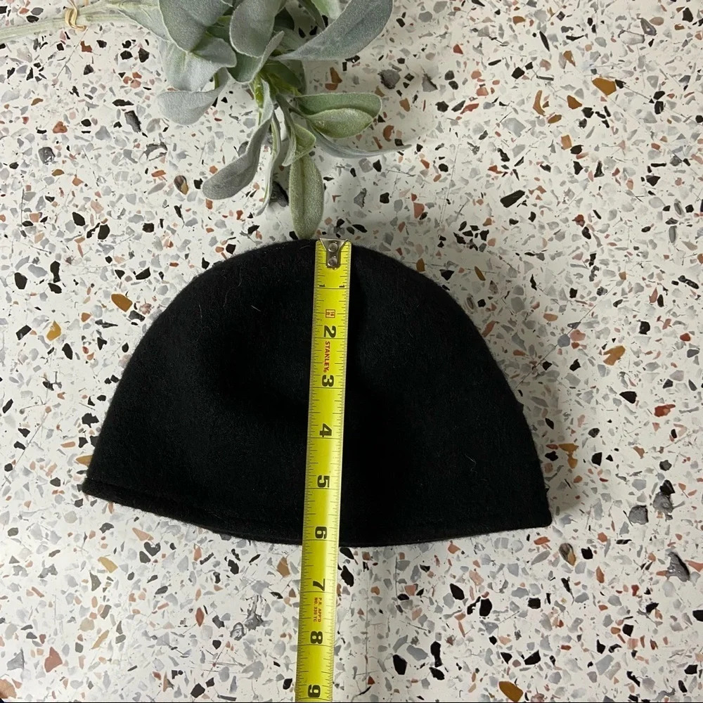 Vintage Style Bow Hat Cloche Cap Black Wool Blend XHILARATION OS Dark Academia - Picture 7 of 12